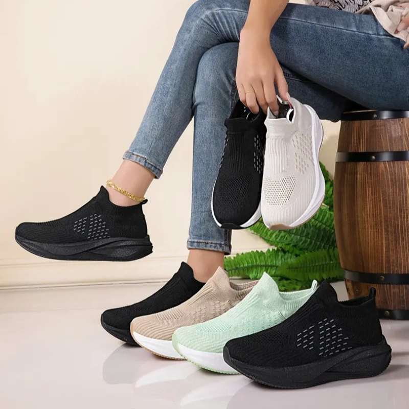 أحذية رياضية للجنسين سهلة الار - مراجعة Knit Fabric Lace Up Sneakers وسعره